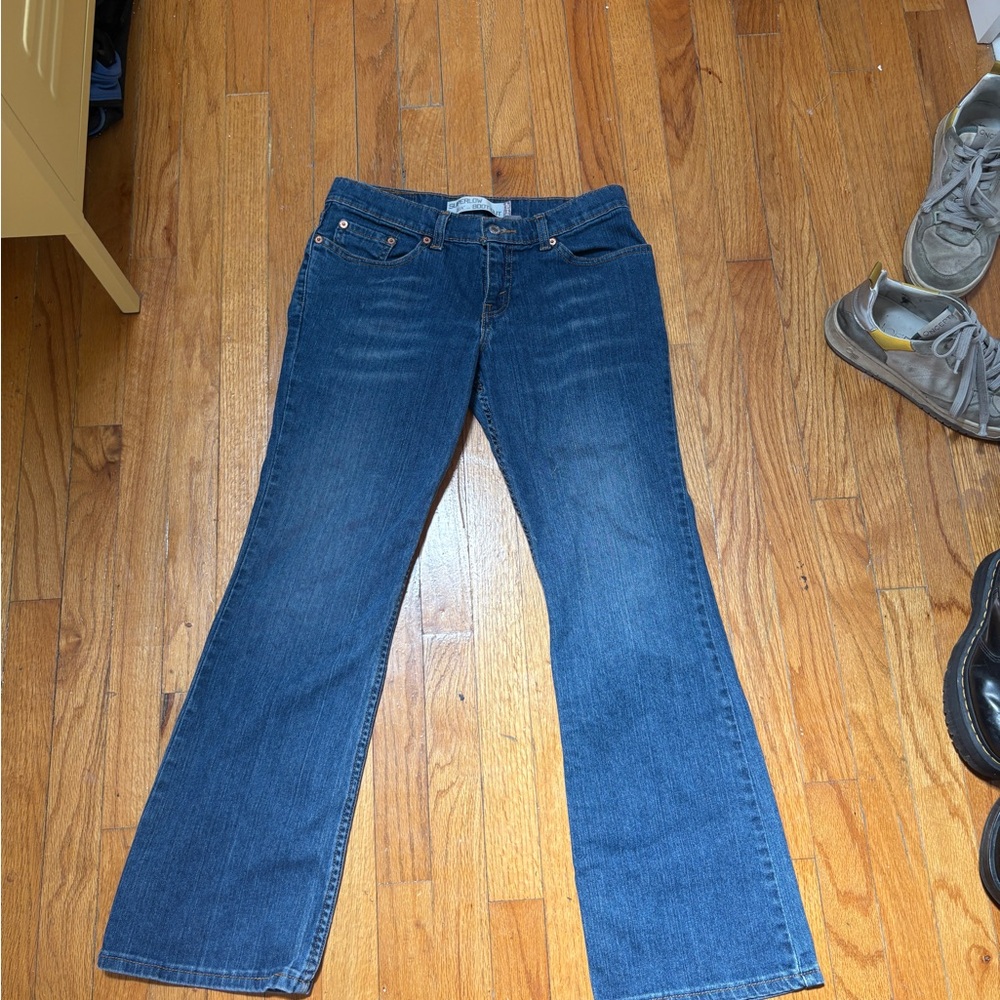 Levi's Blue Flare Wide Leg Jeans low rise size 7s